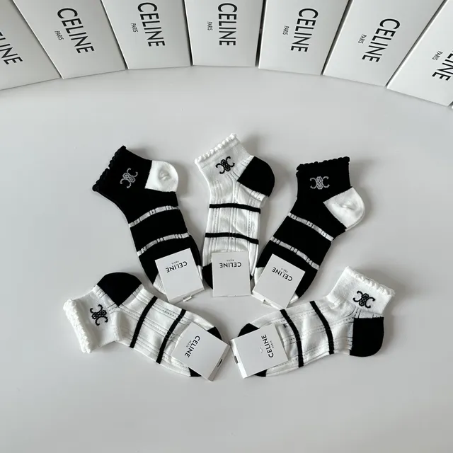 Celine Interlocking CC Logo 条纹 踝袜 9