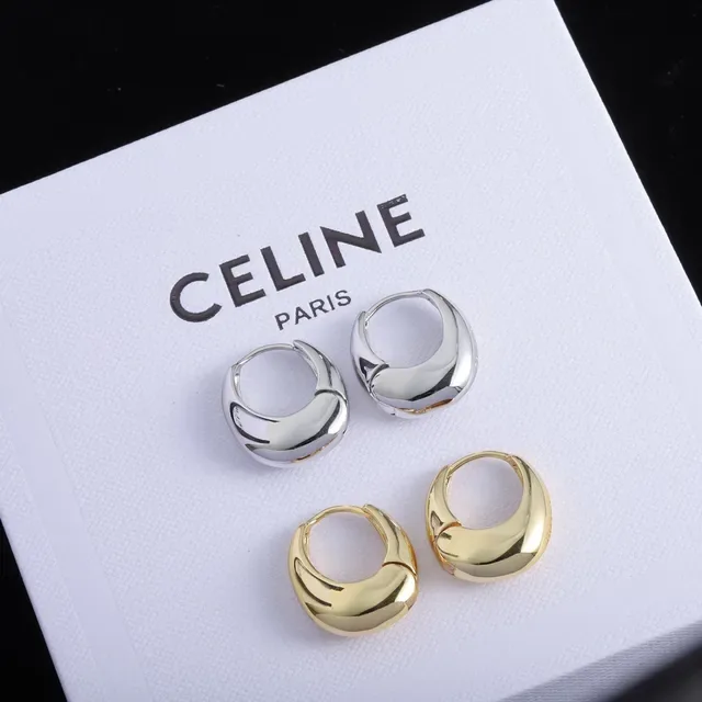 Celine Sculpted Crescent Hoop Earrings 2