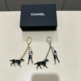 Chanel Black Silver Enamel Silhouette Charms Crackle Finish Jewelry