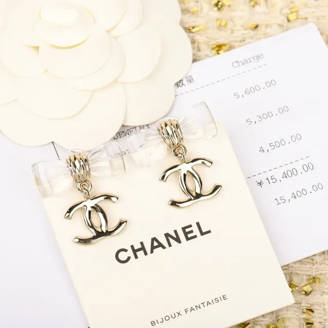 Chanel Bow and CC Logo Transparent Resin Earrings 8