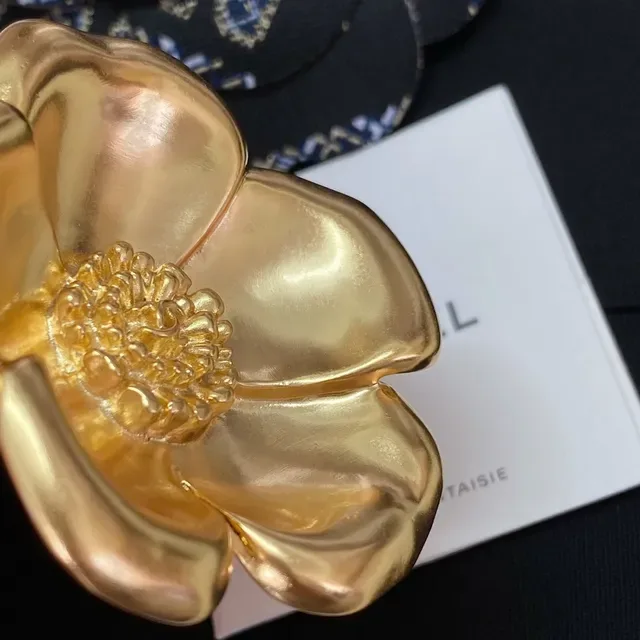 Chanel Camellia Brooch Gold Metallic Flower Brooch 6