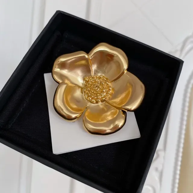 Chanel Camellia Brooch Gold Metallic Flower Brooch 10