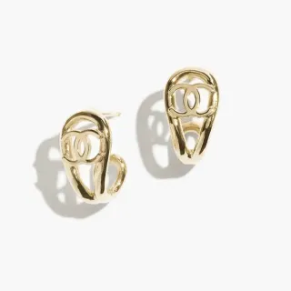 Chanel CC Logo Loop pendientes de tono dorado