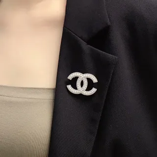 Chanel CC Logo Pave Crystal Brooch