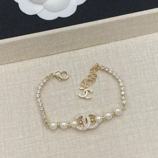 Chanel CC 珍珠 手链 金色 白色手链