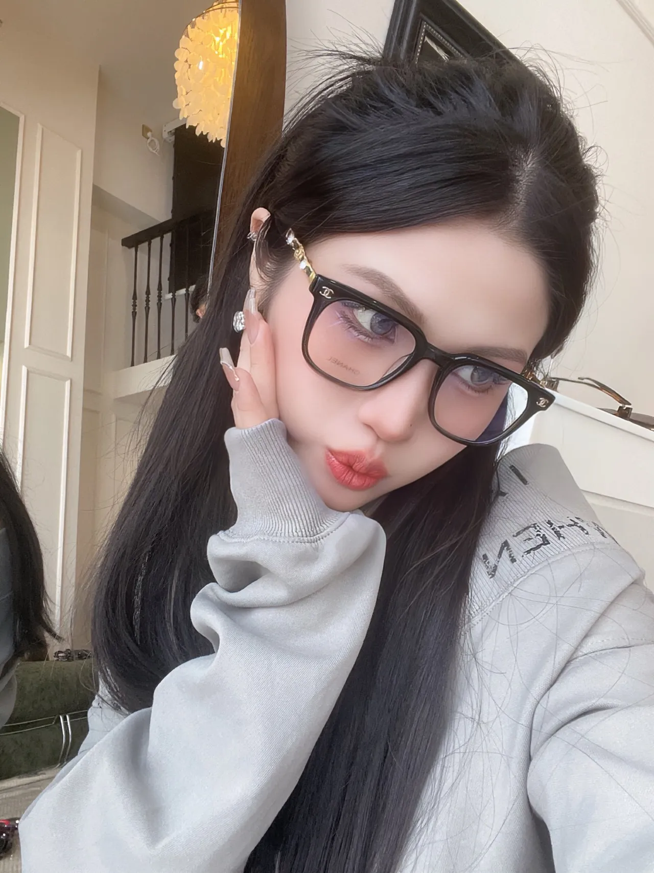 Chanel Classic Rectangular Optical Frame Preto Rosa Acetato Grosso Lentes Gradientes Tintadas Óculos Ópticos 2