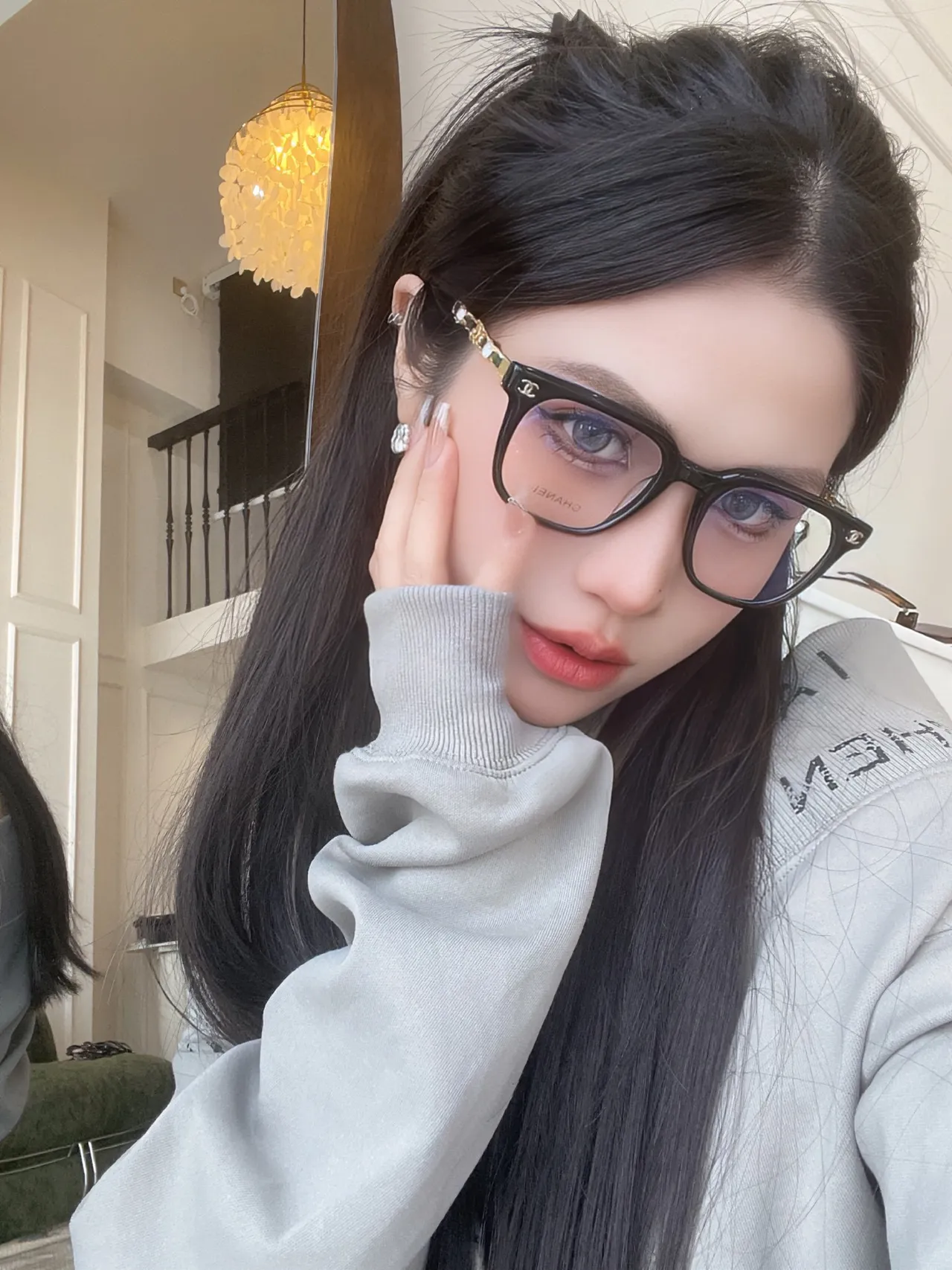 Chanel Classic Rectangular Optical Frame Preto Rosa Acetato Grosso Lentes Gradientes Tintadas Óculos Ópticos 3