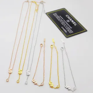 Chanel or et argent pendentif numérique '5' cristal goutte en larme collier