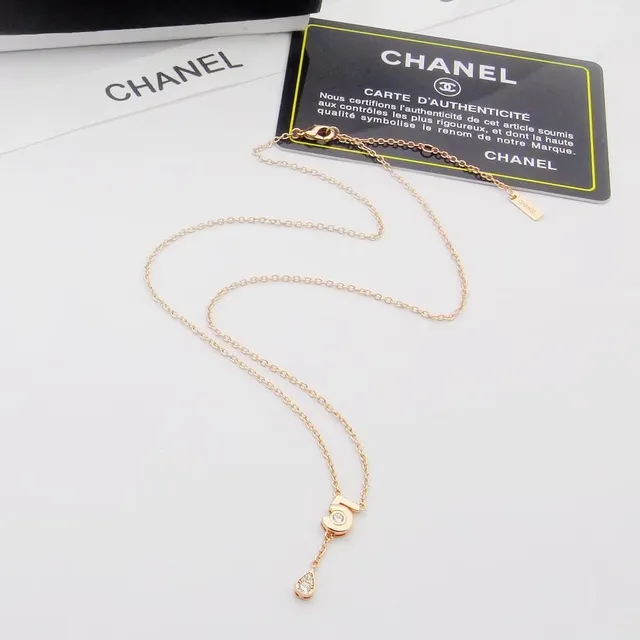 Chanel Gold Silver Numeric '5' Pendant Teardrop Crystal Drop Necklace 6