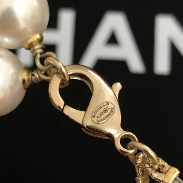 Chanel Pearl Letter Charm Necklace White Gold Multi-Strand Necklace 3