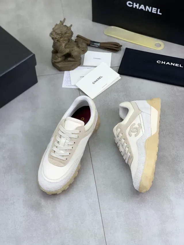 Chanel Runway Sneaker Beige White Low-Top Mixed-Material Lifestyle Sneakers 5