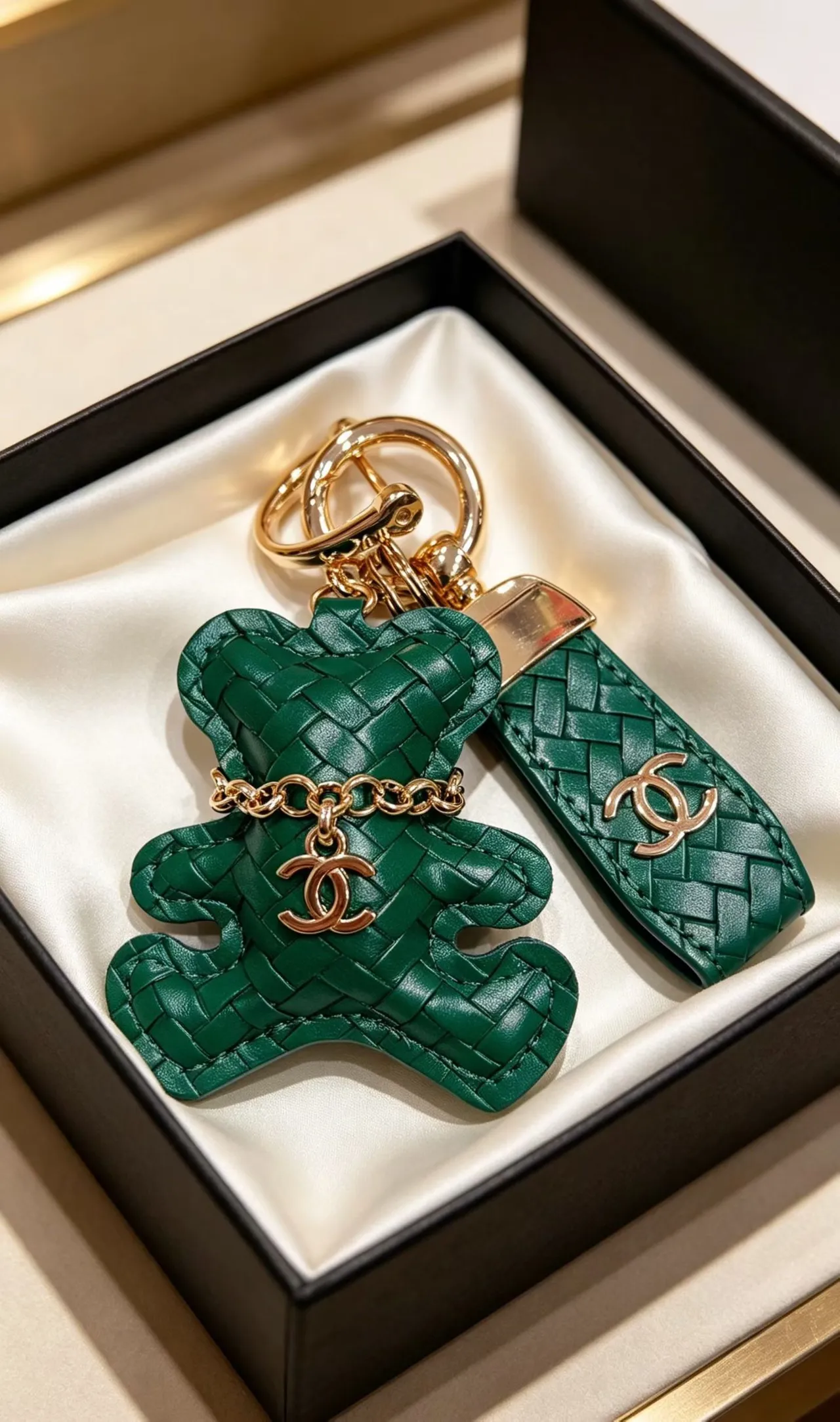 Chanel Teddy Bear Sac à main en cuir matelassé rose doré avec logo Interlocking CC 9