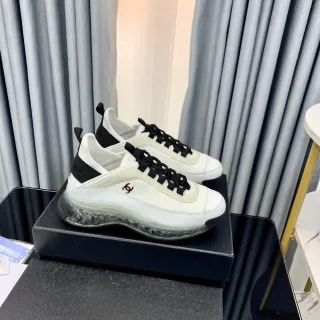 Chanel সাদা কালো বাবল সোল Interlocking CC Logo Chunky Sneakers