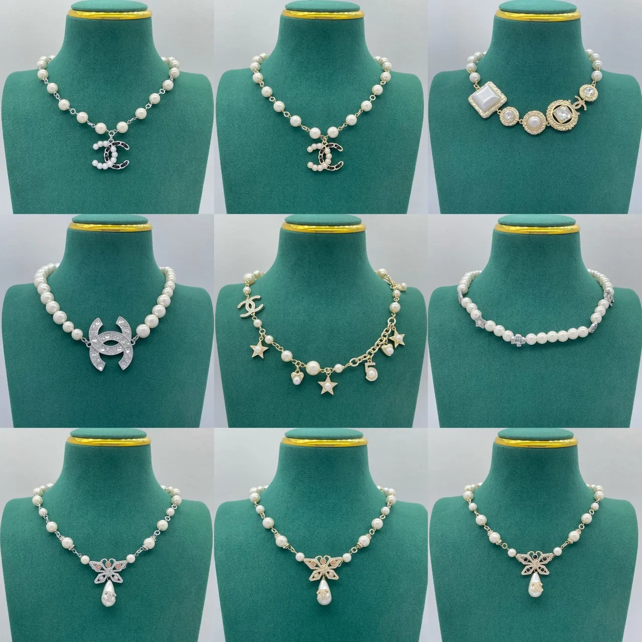 Chanel White Silver Pearl Strand Interlocking CC Logo Necklace 13