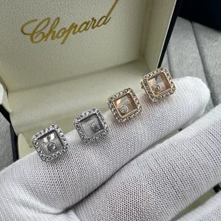 Chopard Happy Diamonds Square Pavé Diamond Stud Earrings