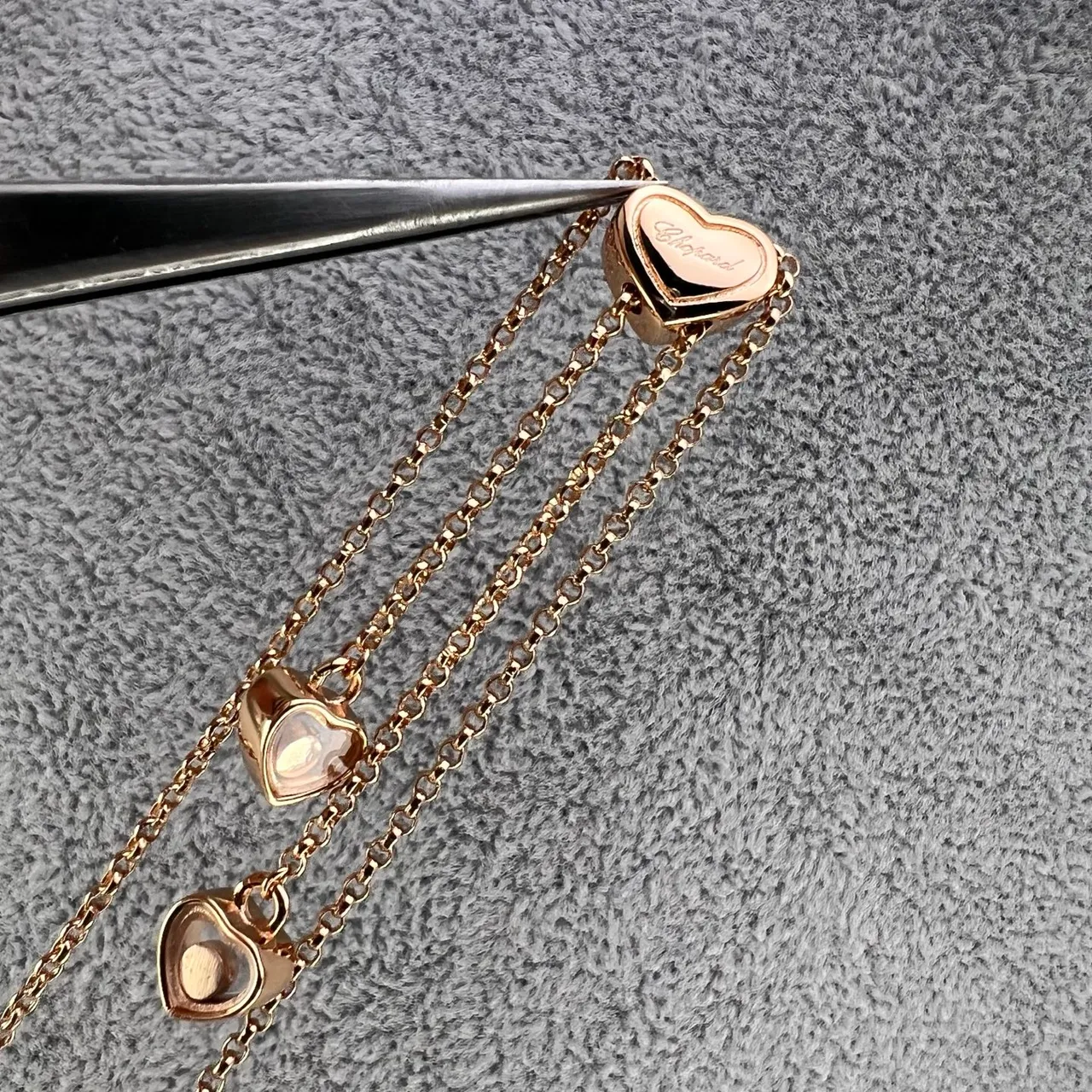 Chopard Happy Hearts Gold Silver Heart-Shaped Pendants Delicate Chain Links Necklace 2