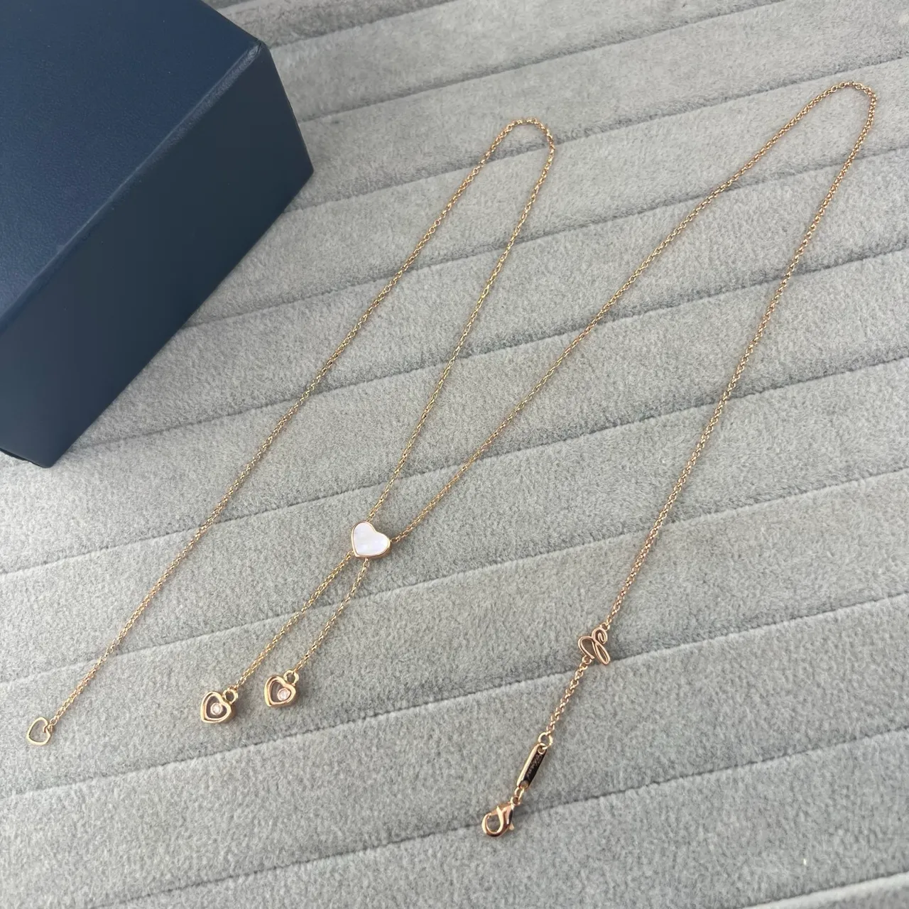 Chopard Happy Hearts Gold Silver Heart-Shaped Pendants Delicate Chain Links Necklace 4