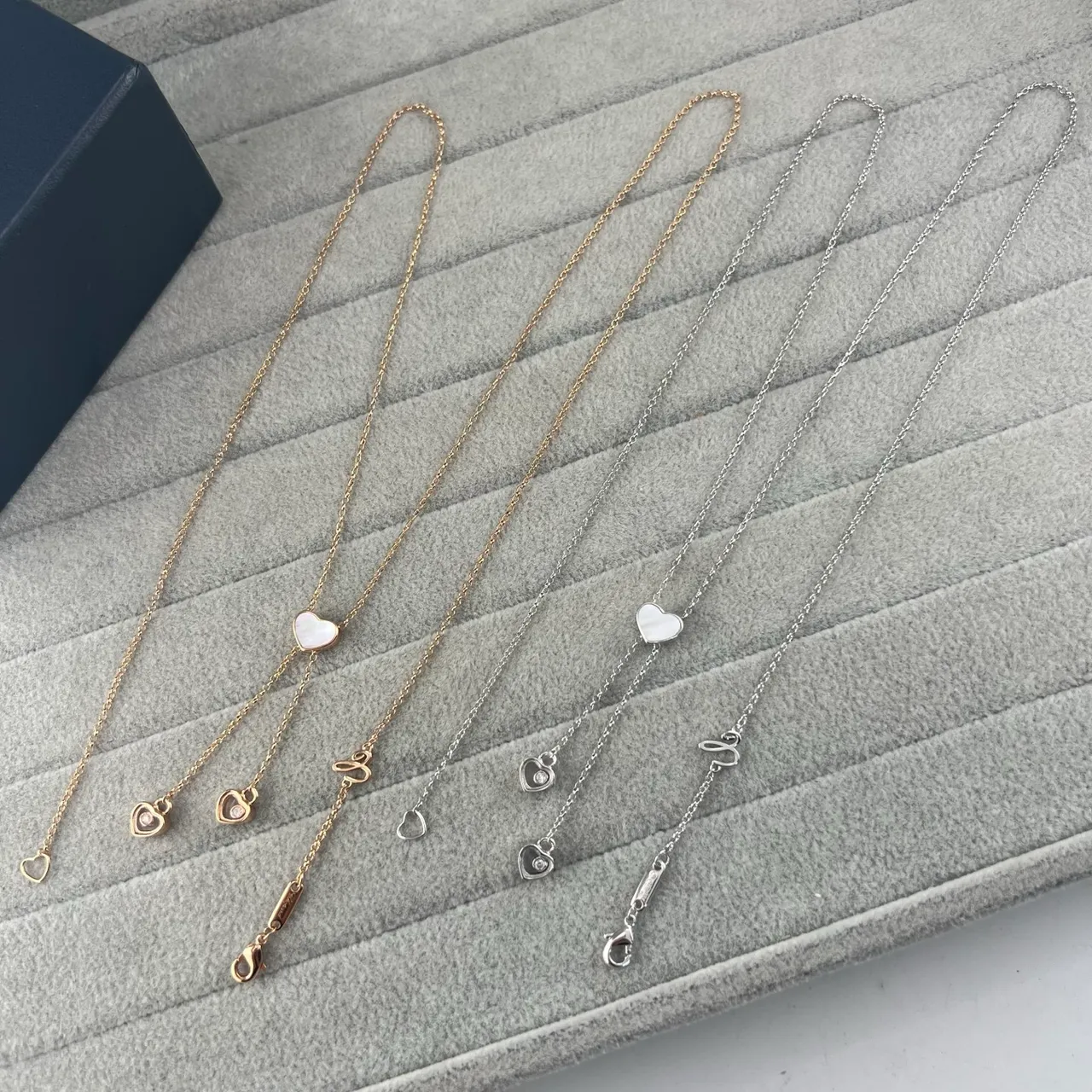 Chopard Happy Hearts Gold Silver Heart-Shaped Pendants Delicate Chain Links Necklace 5