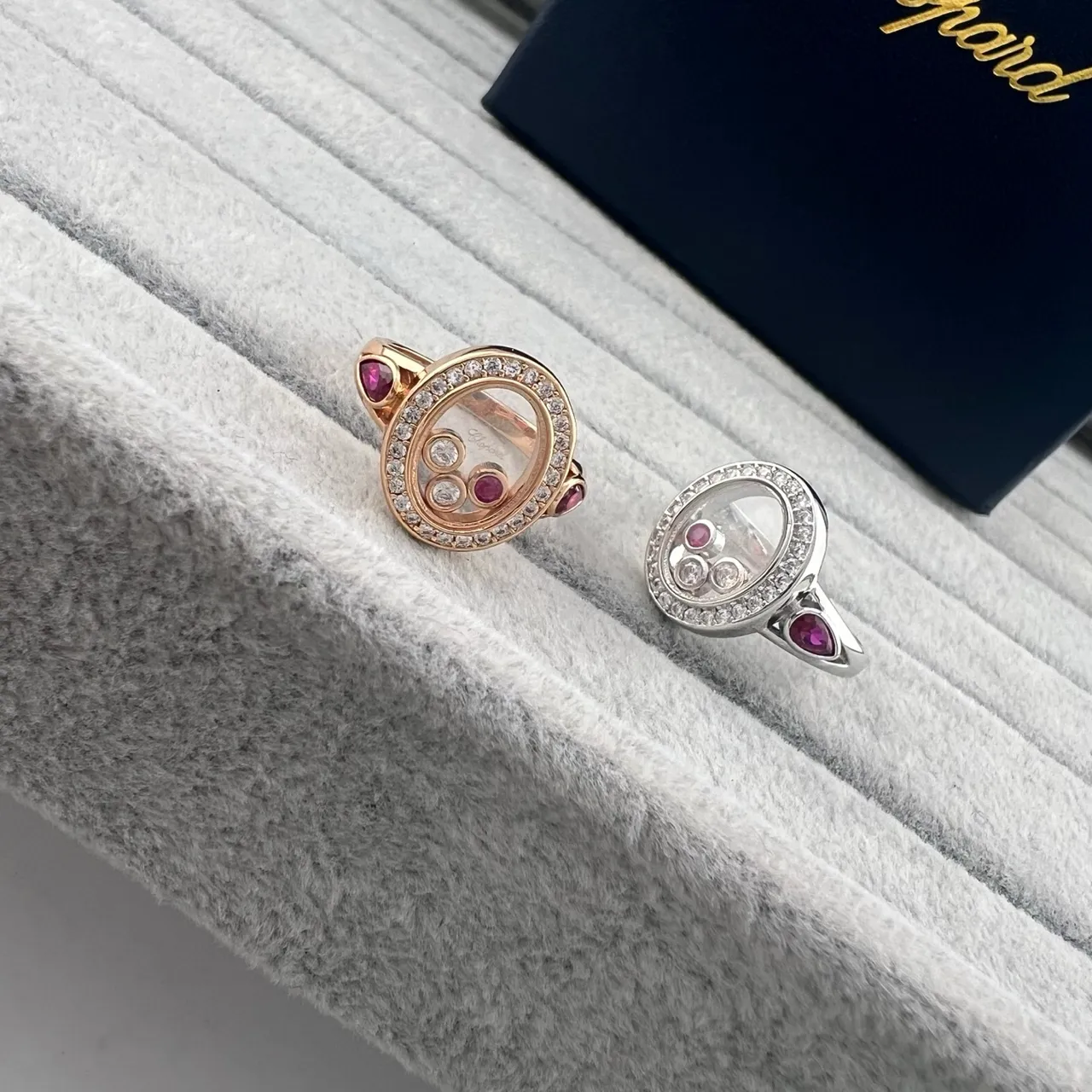 Chopard Happy Hearts Oval Pavé Diamond and Ruby Ring 4
