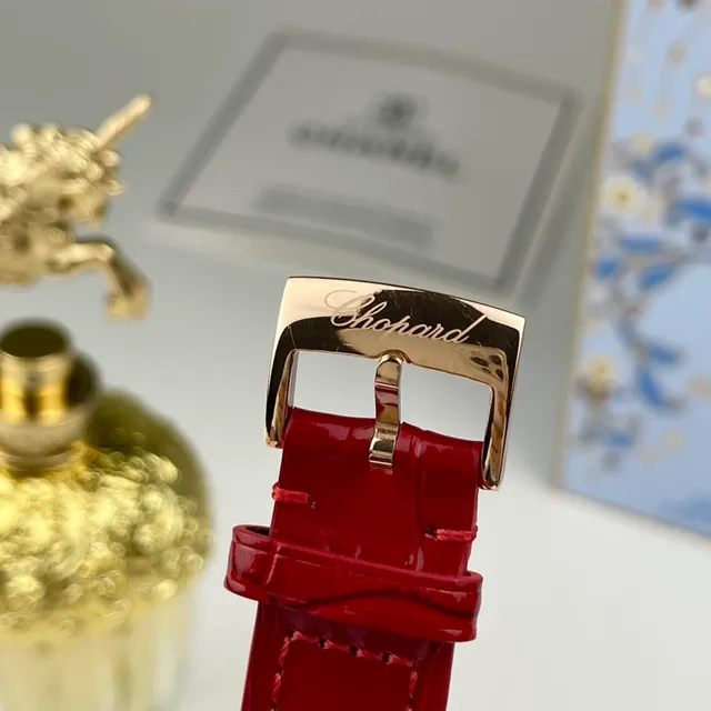 Chopard लाल सोना दो टोन स्टेनलेस स्टील और गुलाबी सफेद गिलोशे डायल यांत्रिक घड़ी 3