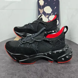 Christian Louboutin Plateforme à clous Noir et Rouge Chunky Sneakers