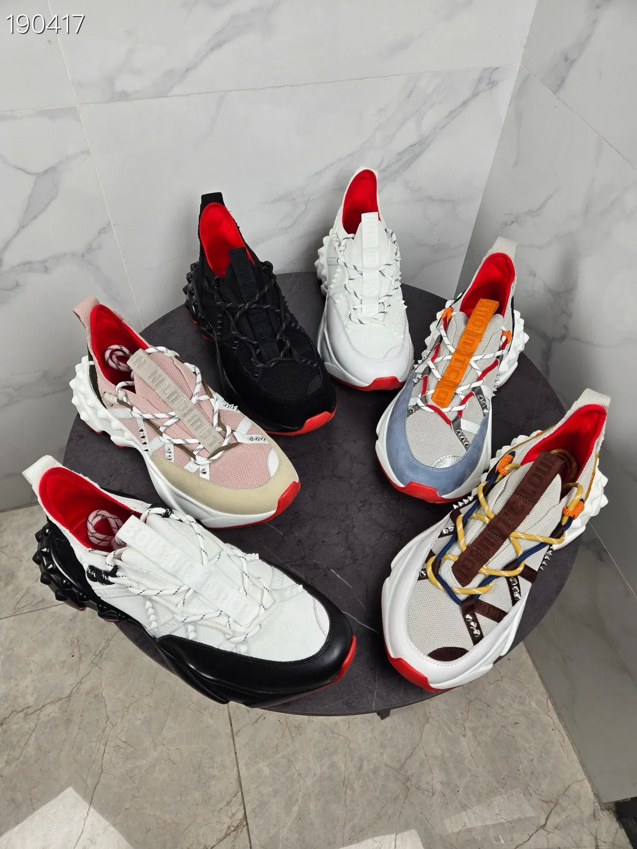 Christian Louboutin Plateforme à clous Noir et Rouge Chunky Sneakers 2