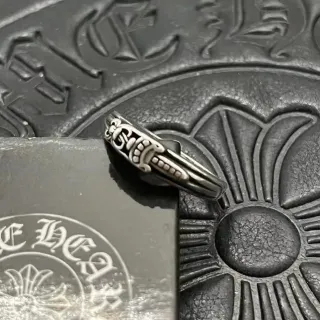 Chrome Hearts Cross and Fleur-de-Lis Oxidized Silver Ring
