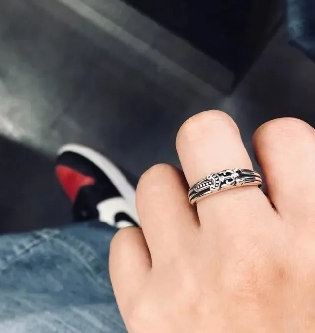 Chrome Hearts Cross and Fleur-de-Lis Oxidized Silver Ring 2
