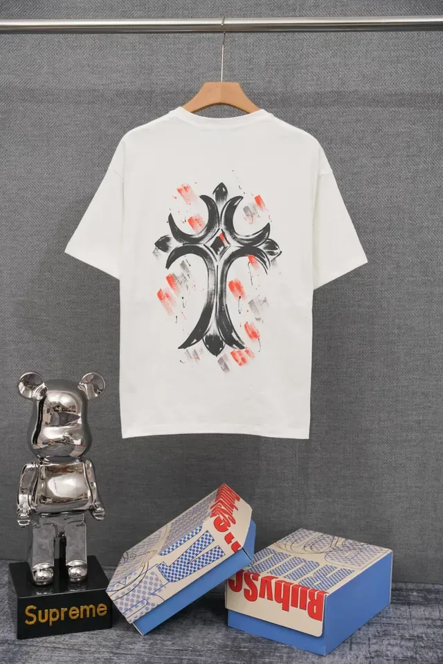 Chrome Hearts क्रॉस कढ़ाई वाली सफेद टी-शर्ट 4