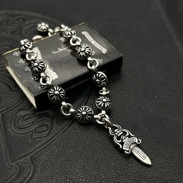 Chrome Hearts poignard lien floral bracelet argenté 4