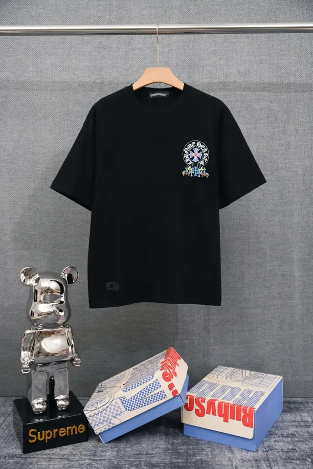 Chrome Hearts ফ্লোরাল ক্রস এমব্রয়ডারি সাদা টি-শার্ট 3