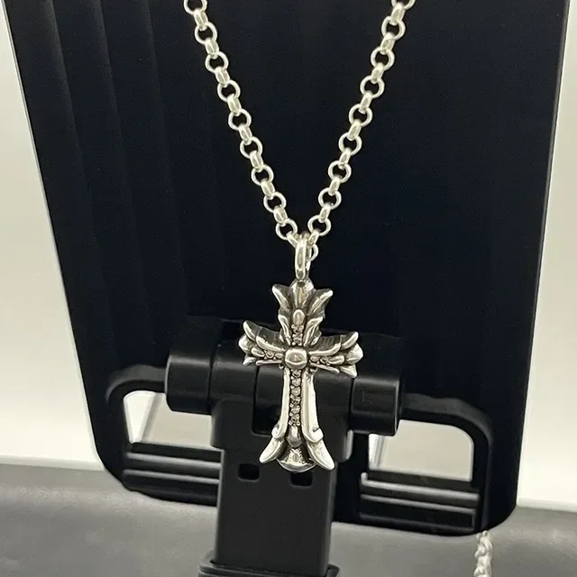 Chrome Hearts Gothic Cross Pavé Pendant Necklace 5