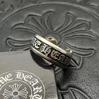 Chrome Hearts Gothic Lettering Band Ring Silver Black Oxidized Ring