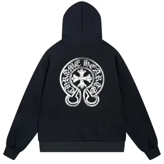Chrome Hearts Graphic Back Black White Oversized Fit Hoodie
