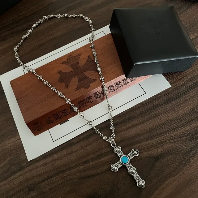Chrome Hearts 精美十字绿松石吊坠项链 5