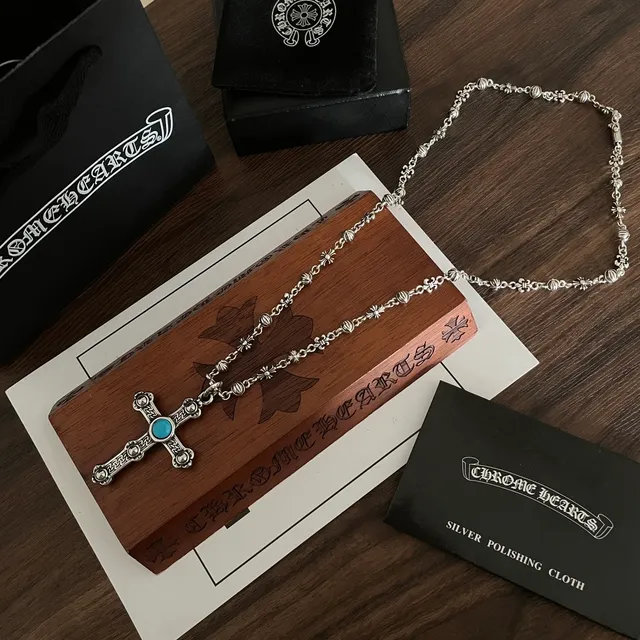 Chrome Hearts 精美十字绿松石吊坠项链 6
