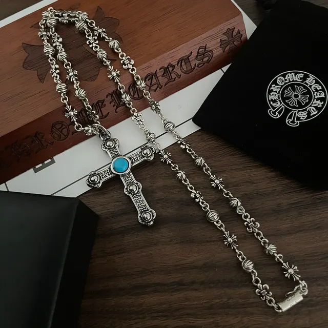Chrome Hearts 精美十字绿松石吊坠项链 8