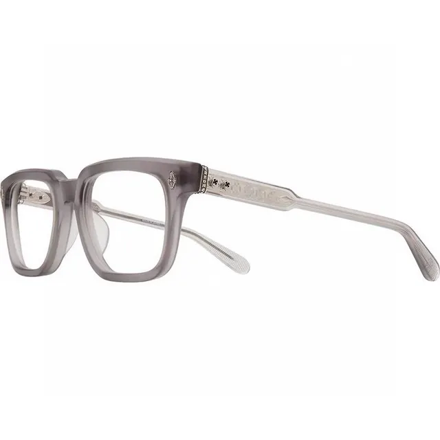 Chrome Hearts نظارات بصرية مستطيلة من الأسيتات ونمط الصليب الفضي 2