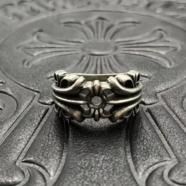Chrome Hearts Silver Black Sculptural Gothic Ring 7