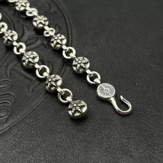 Chrome Hearts 银色花卉珠链扭扣手链 6
