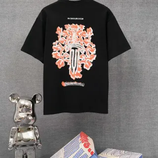 Chrome Hearts Sword & Flowers Graphic Black T-Shirt
