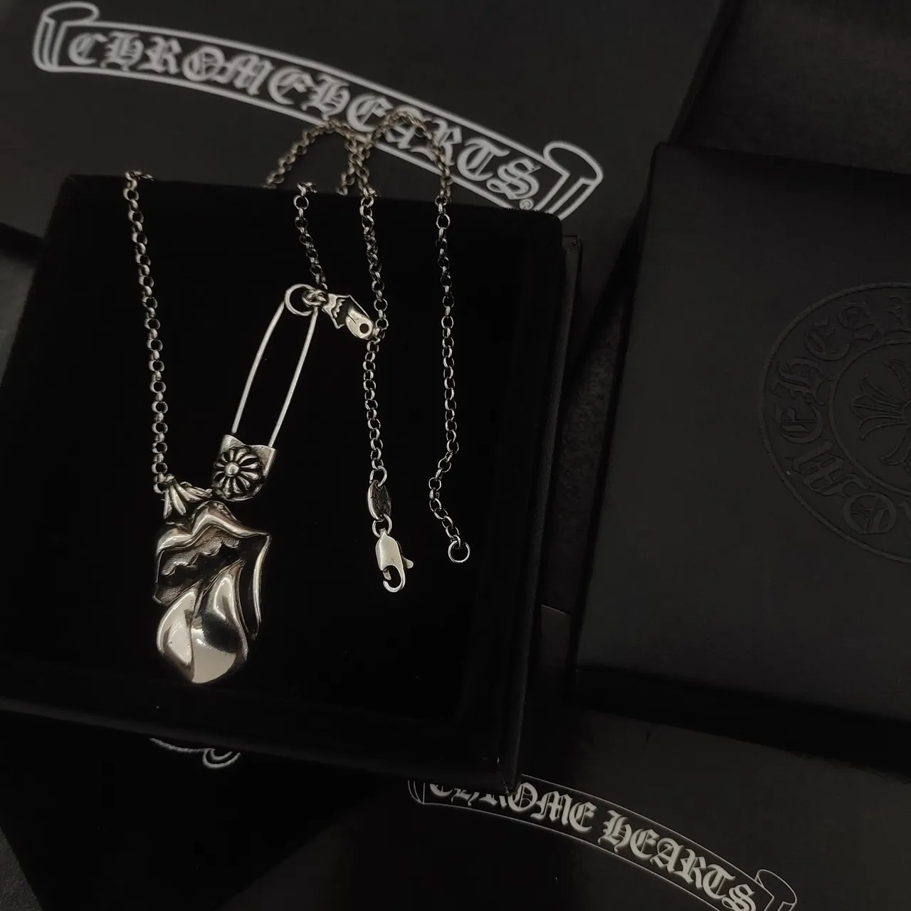 Chrome Hearts Tongue Pendant Silver Necklace 3