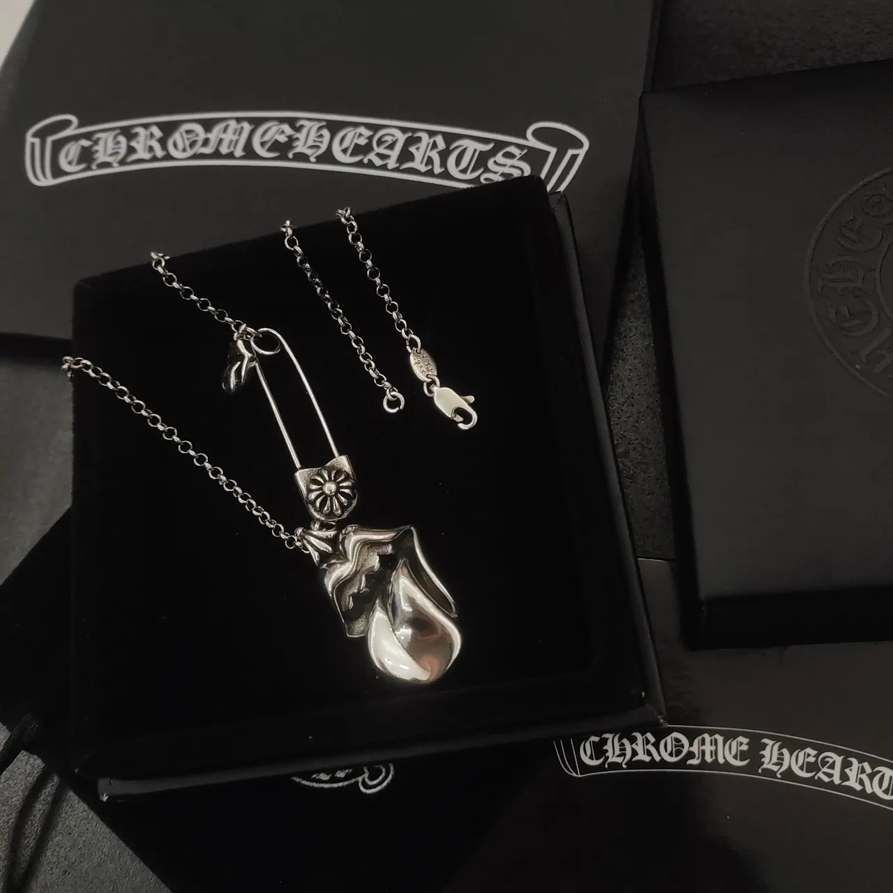 Chrome Hearts Tongue Pendant Silver Necklace 4