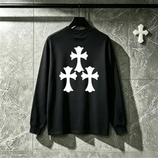 Chrome Hearts Triple Cross Black Long-Sleeve Graphic T-Shirt by Chrome Hearts — t-shirts supplier, yupoo album photo