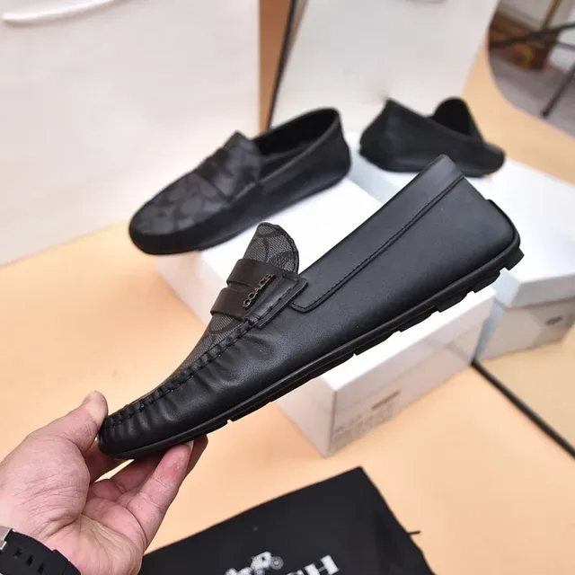 Coach Negro Gris Penny Signature C-Print Lona Loafer 7