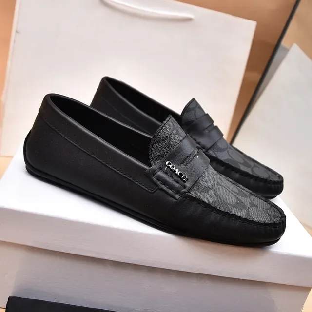 Coach Negro Gris Penny Signature C-Print Lona Loafer 8