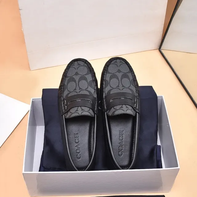Coach Negro Gris Penny Signature C-Print Lona Loafer 9