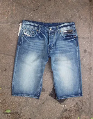 Diesel Medium-Wash Distressed Denim Shorts 24
