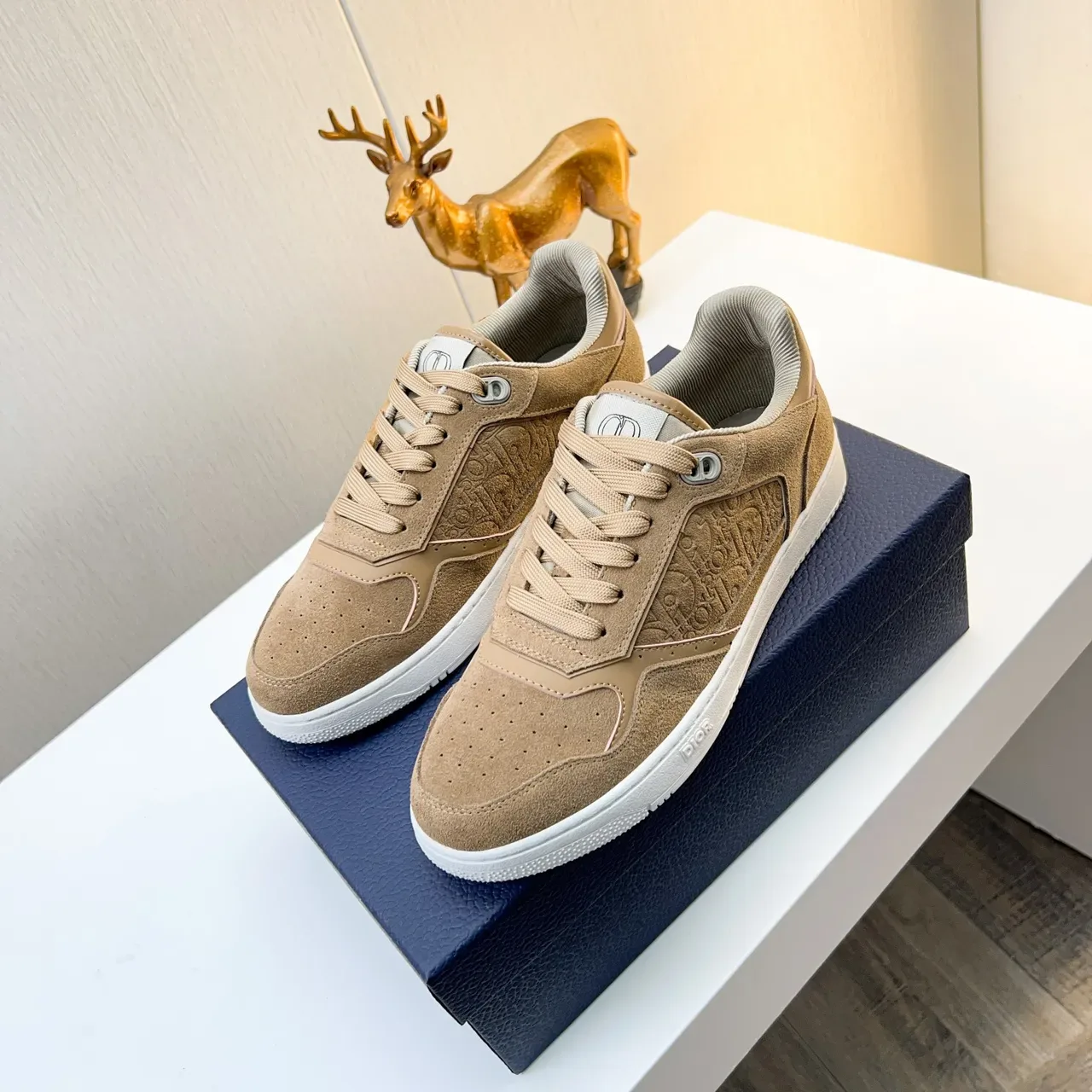 Dior B22-Style Tan Suede Embossed Monogram Lifestyle Sneakers 2
