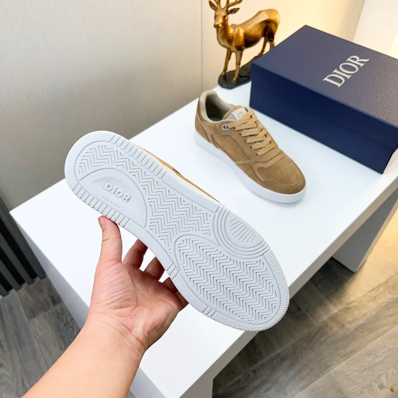 Dior B22-Style Tan Suede Embossed Monogram Lifestyle Sneakers 3